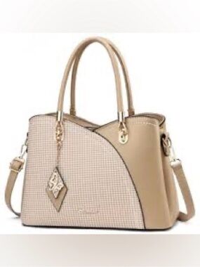 Brown Check Dome Satchel Handbag by Danbaoly